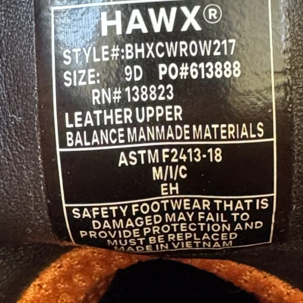 Size 9D - Hawx Men's 6